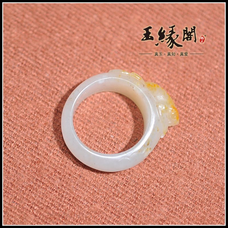 和田玉白玉籽料 富贵指环/戒指（18.5mm）